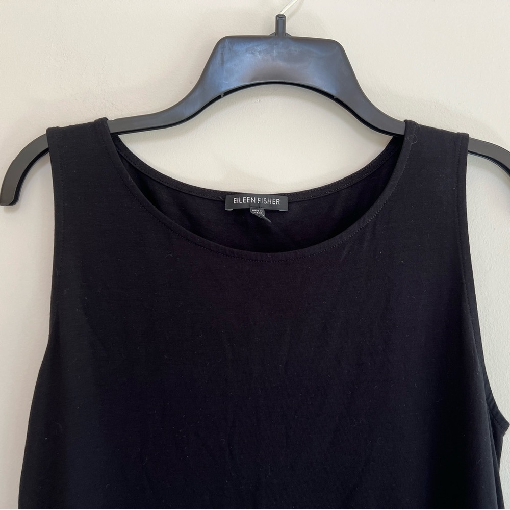 Eileen Fisher Sleeveless Asymmetrical Sleeveless Black Tunic Top, size S - Picture 4 of 9